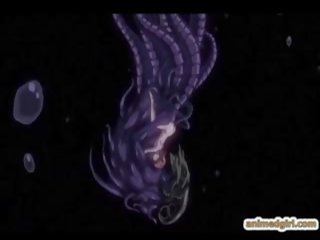 Kaaya-aya anime coeds nahuli at binubutasan sa pamamagitan ng tentacles halimaw