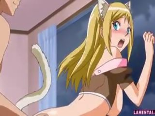 Hentai catgirl makakakuha ng puke at puwit fucked
