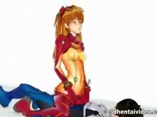 Evangelion cartoon with attractive Asuka