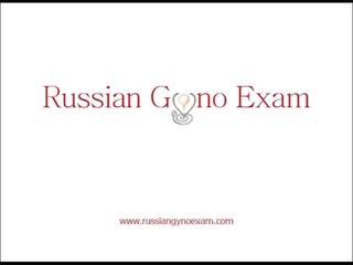 A plumpy busty Russian beauty on a gyno exam